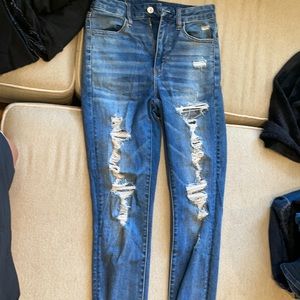 AE ripped jeggings medium blue wash